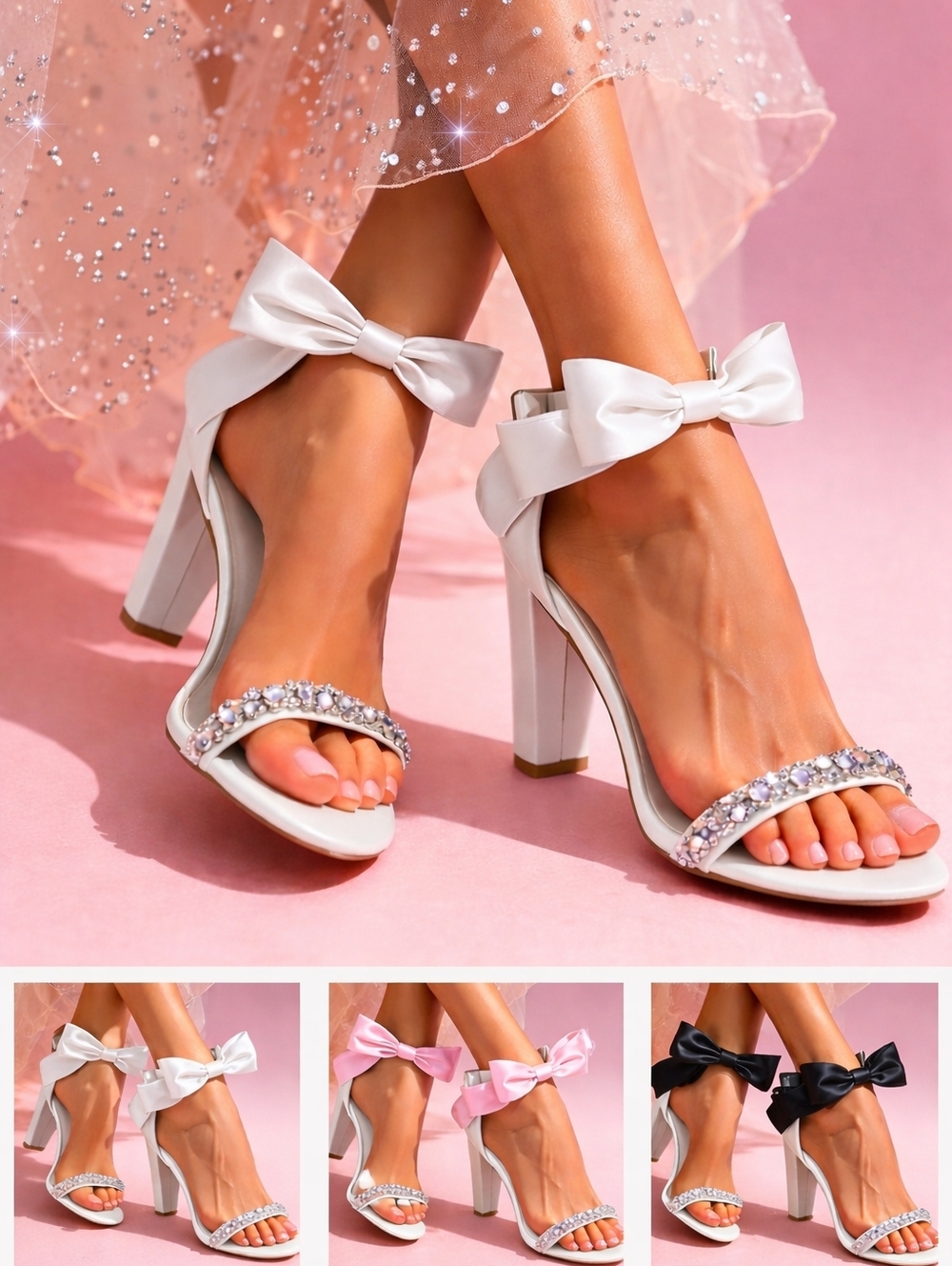 OLEG AND CASSINI ELEGANT DRESS HEELS WITH DYEABLE BOW